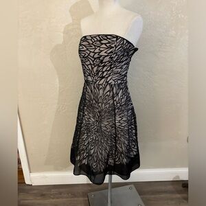WHBM Black and Blush Strapless cocktail Dress Sz 2
